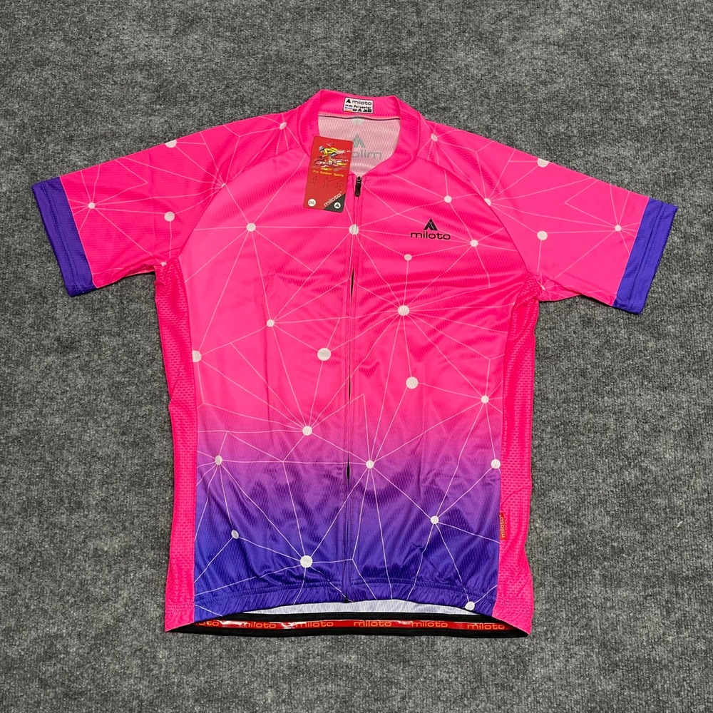 Miloto Cycling Jersey Mens 2XL XXL Pink Purple Gradient Geometric‎ Zip Bike NEW